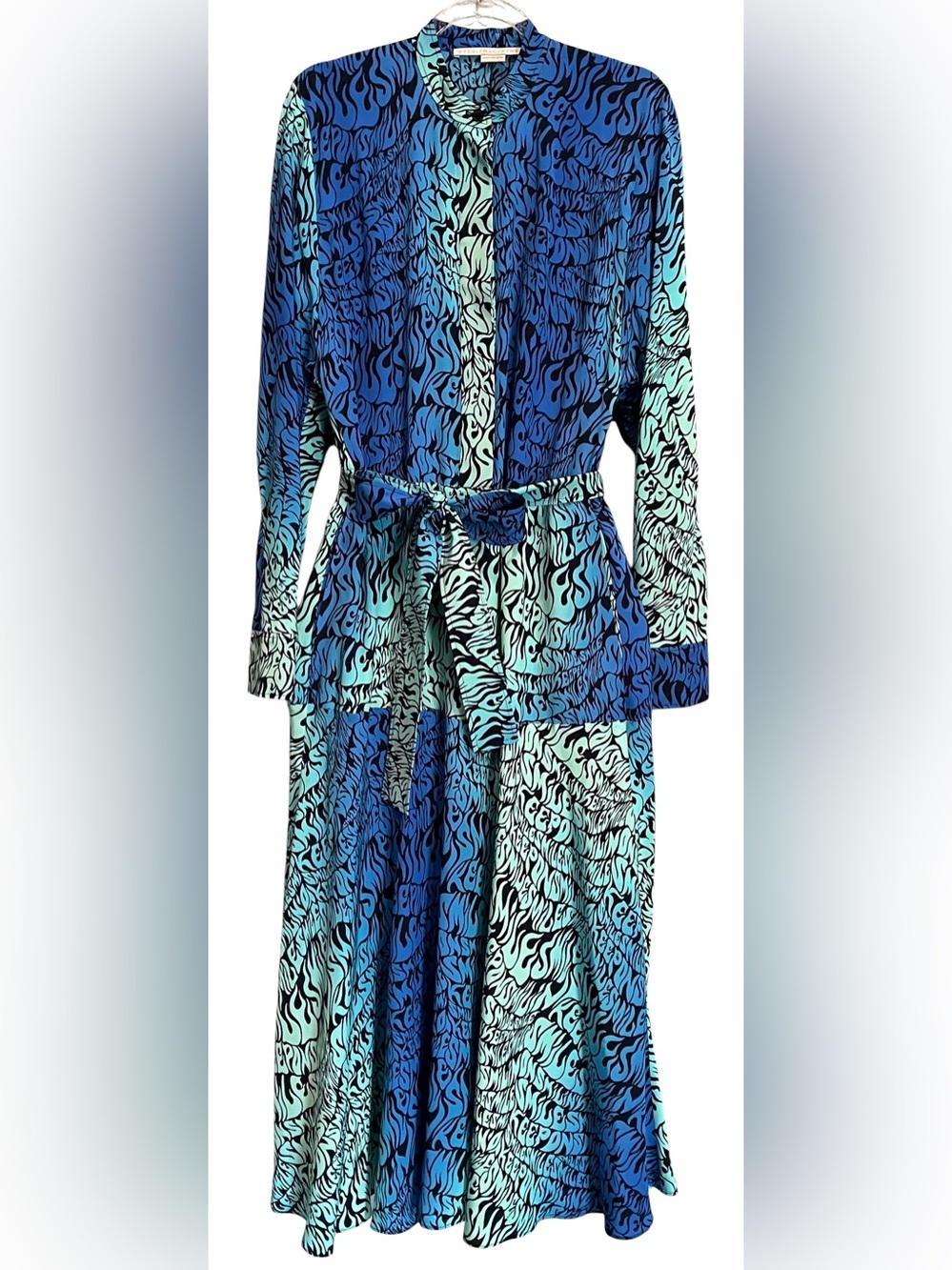STELLA MCCARTNEY RARE 100% SILK ‘KEEP ON SMILING’ SHIRT DRESS (2022 COLLECTION)